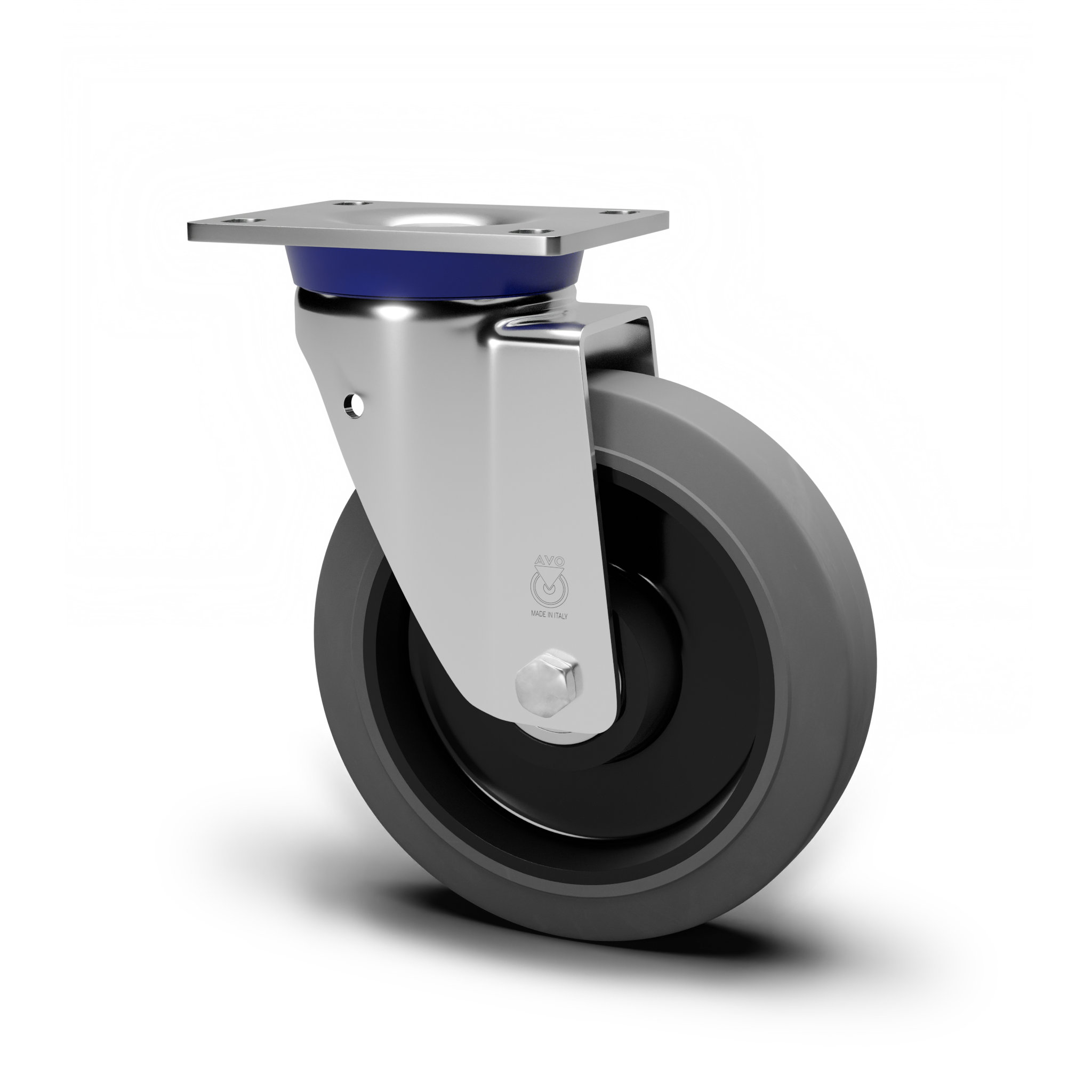 Ruota In Gomma Antitaglio Con Supporto In Inox Aisi 304 Per Industria Diametro 150mm Ean 28838